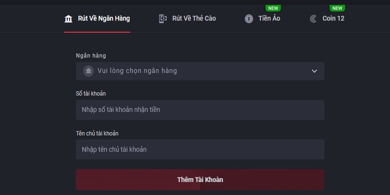 Phương thức rút tiền về ngân hàng