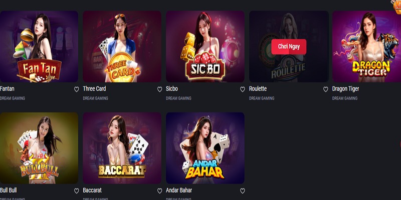 Dream Gaming cung cấp đa dạng các loại hình giải trí