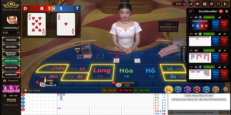 Tựa game Rồng Hổ Dream Gaming live casino