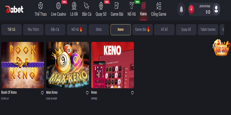 Keno Dabet là loại hình xổ số mới ăn khách