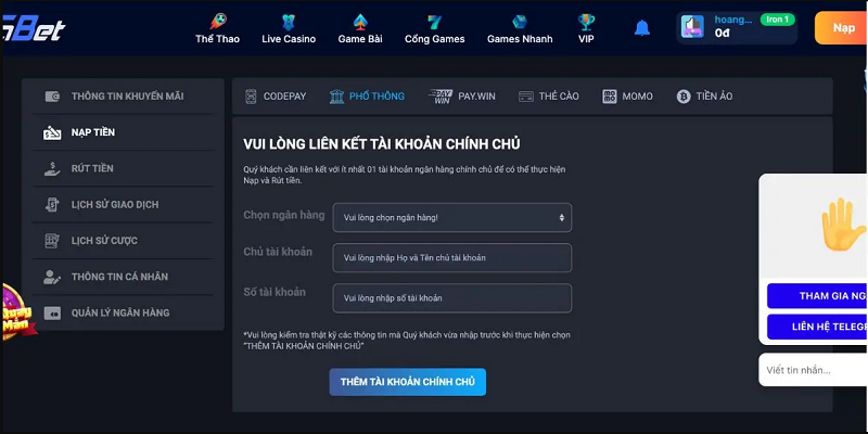 Nạp tiền Fabet thực hiện đơn giản, dễ dàng