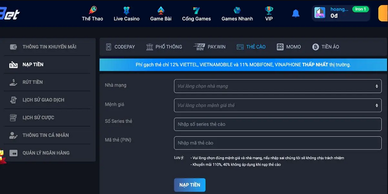 Ưu điểm của giao dịch nạp tiền Fabet